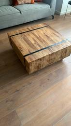 Houten unieke salontafel, Huis en Inrichting, Tafels | Salontafels, Ophalen, Uniek, 50 tot 100 cm, Vierkant
