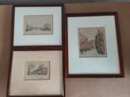 Drie ingelijste prenten / etsen van Rotterdam, Antiek en Kunst, Ophalen of Verzenden