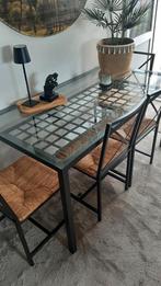 Nette metalen eethoek met 4 stoelen., Huis en Inrichting, Ophalen, 100 tot 150 cm, 50 tot 100 cm, Zo goed als nieuw