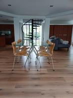 Eettafel/Bureau met glazen blad, Huis en Inrichting, Ophalen, Gebruikt, 100 tot 150 cm, Vijf personen of meer