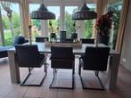 Grijze eettafel evt met 6 stoelen, Huis en Inrichting, Ophalen, 200 cm of meer, 50 tot 100 cm, Zo goed als nieuw
