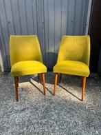 Vintage eetkamerstoelen groen/geel 1970, D, Hout, Z, Gebruikt