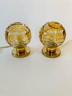 Vintage Doria leuchten nachtlampjes, bureaulamp, Ophalen of Verzenden, Midcentury vintage amberkleurig glas hollywoodregency, Minder dan 50 cm