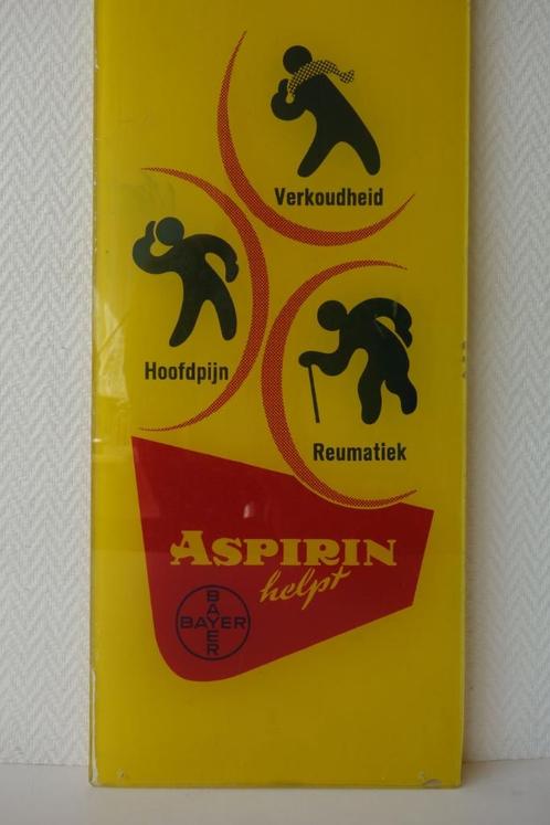 Bayer Aspirine glazen reclameplaat bord thermometer glas XL, Verzamelen, Merken en Reclamevoorwerpen, Gebruikt, Reclamebord, Ophalen