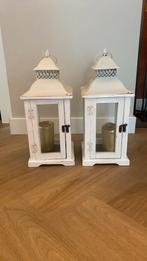 Windlicht, Huis en Inrichting, Woonaccessoires | Kandelaars en Kaarsen, Gebruikt, 25 tot 50 cm, Wit, Ophalen of Verzenden