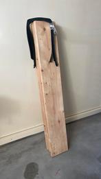 Leuke houten planken met leren zwarte plankendragers, Minder dan 50 cm, Rond, Ophalen of Verzenden, Zo goed als nieuw