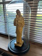 Antieke Franse glazen stolp met Maria beeld, Ophalen