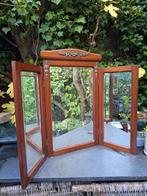 Grote, oude drieluik spiegel van mahoniehout, Huis en Inrichting, Woonaccessoires | Spiegels, Ophalen, Gebruikt, Rechthoekig, Minder dan 100 cm