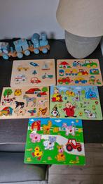 Houten puzzels (1 met geluid), Kinderen en Baby's, Speelgoed | Kinderpuzzels, Ophalen of Verzenden, Zo goed als nieuw, Van hout