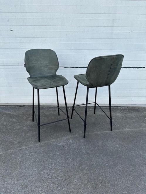14 groene luxe bistro horeca restaurant kookeiland krukke, Huis en Inrichting, Barkrukken, Zo goed als nieuw, 60 tot 90 cm, Leer
