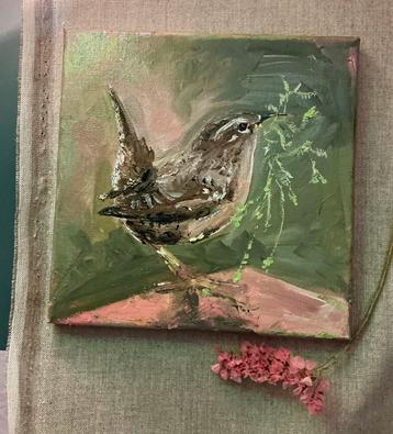 Winterkoninkje ~ vogeltje ~ kleintje kunst ~ atelier beschikbaar voor biedingen