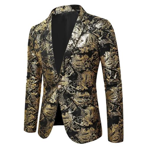 Barok gouden zwarte heren blazer colbert paisley bloemen, Kleding | Heren, Kostuums en Colberts, Nieuw, Verzenden