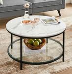 Nieuwe Salontafel Marmerlook & Glas, Huis en Inrichting, Ophalen, 50 tot 100 cm, Glas, Rond