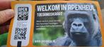 2 kaartjes Apenheul, Tickets en Kaartjes, Recreatie | Dierentuinen, Twee personen, Ticket of Toegangskaart