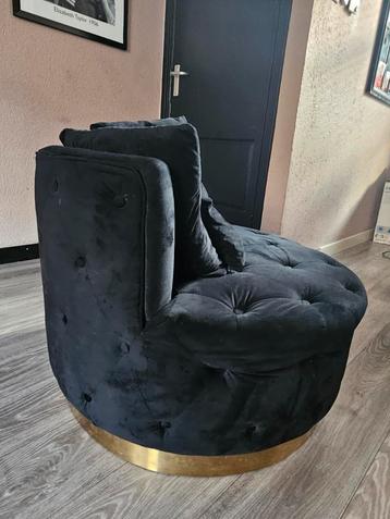 Zwarte fauteuil velours