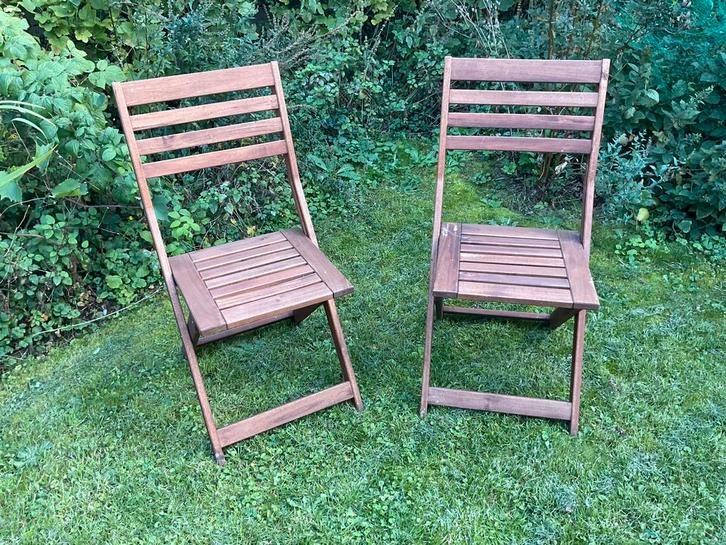 Twee opklapbare stoelen Applaro van Ikea ook leuk op balkon, Tuin en Terras, Tuinstoelen, Gebruikt, Hout, Inklapbaar, Ophalen of Verzenden