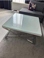 Hoogglans salontafel met gehard glas, Huis en Inrichting, Tafels | Salontafels, Ophalen, Gebruikt, 50 tot 75 cm, Glas
