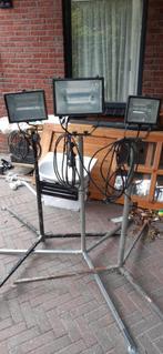 3 bouwlampen op statief 2x 1000 watt 1x 300 watt, Doe-het-zelf en Verbouw, Bouwverlichting, Ophalen, Gebruikt, Met statief, Lamp