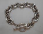 Zilveren massieve schakel armband met staafslot nr.1218, Verzenden, Zo goed als nieuw, Zilver, Zilver