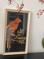 Prachtig gobelin geborduurde Papegaai 42,5x24,5 cm Vintage, Hobby en Vrije tijd, Borduren en Borduurmachines, Ophalen of Verzenden
