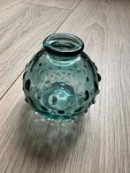 Ronde vaas blauw/groen met stippen, Blauw, Ophalen of Verzenden, Minder dan 50 cm, Glas