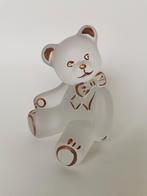 Glas sculptuur beertje gesatineerd mat glas met goud, Antiek en Kunst, Antiek | Glas en Kristal, Verzenden