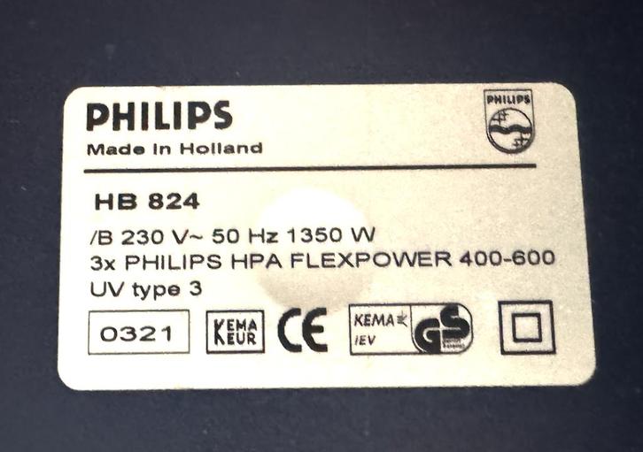 Philips zonnehemel HB824 (werkend, met schade aan kast), Witgoed en Apparatuur, Zonnebanken en Gezichtsbruiners, Gebruikt, Zonnebank enkelzijdig