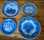 Delfts Blauw, ronde borden, bloemen, tekst, trouwbord trouw, Antiek en Kunst, Ophalen of Verzenden