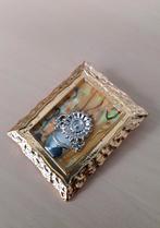 Mooie broche zonnebloem parelmoer en goudkleurig Van Gogh, Overige materialen, 4 tot 7 cm, Ophalen of Verzenden, Zo goed als nieuw