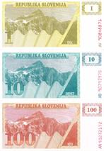 Slovenië 1, 10 en 100 tolarjev 1990 - VF, Postzegels en Munten, Bankbiljetten | Europa | Niet-Eurobiljetten, Verzenden, Overige landen