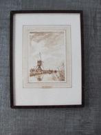 Alblasserwaard - 1976 - aquarel A. van Wijk, Minder dan 50 cm, Gebruikt, Oorspronkelijke maker, Ophalen of Verzenden