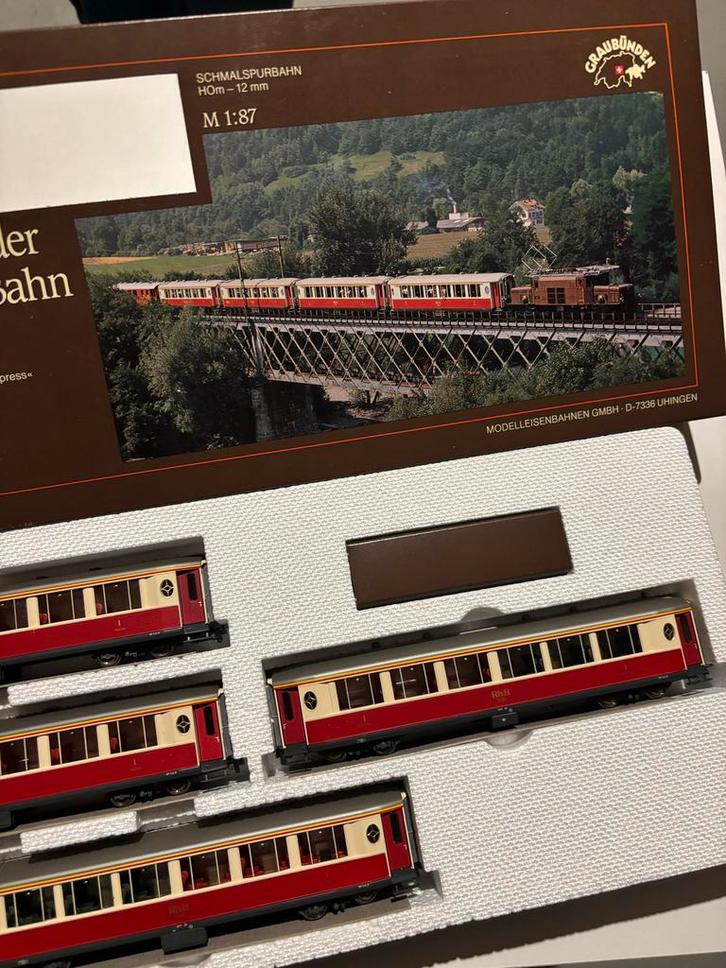 Bemo H0m Rijtuigenset - Smalspoor RhB, Hobby en Vrije tijd, Modeltreinen | H0, Zo goed als nieuw, Treinset, Gelijkstroom, Analoog