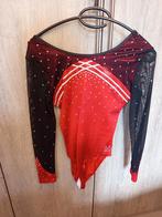 Turnpakje rood/zwart met steentjes Small, Sport en Fitness, Turnen, Maat 36 t/m 42, Ophalen of Verzenden, Zo goed als nieuw, Turnpak(je)