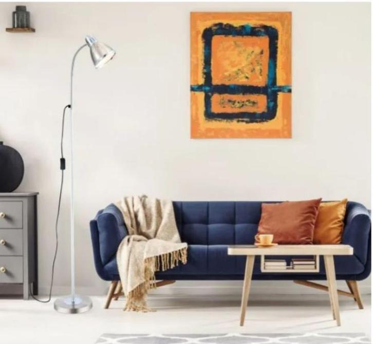 GLOBO staanlamp EGO dimbaar zilverkleurig NIEUW, Huis en Inrichting, Lampen | Vloerlampen, Nieuw, 100 tot 150 cm, Metaal, Ophalen