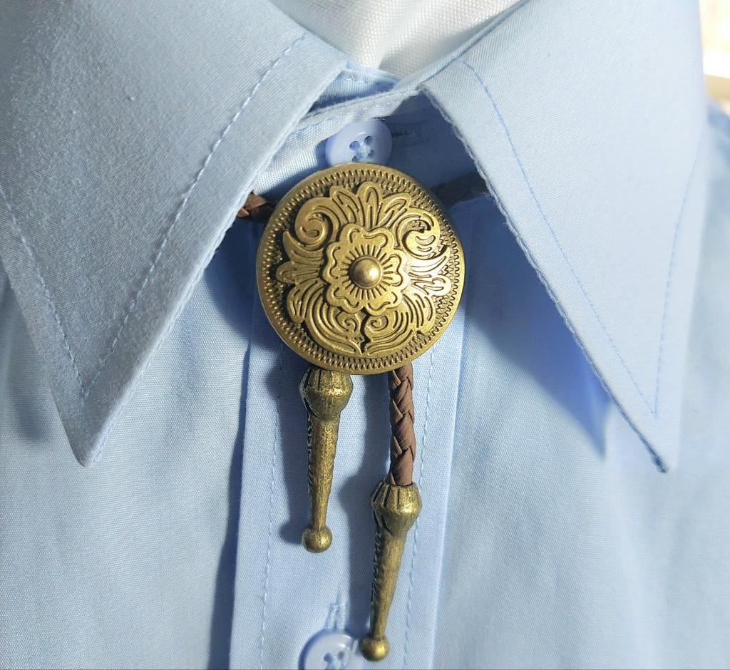 Vintage Bolo Tie - Western Stijl, Effen, Bruin, Vintage, Ophalen of Verzenden