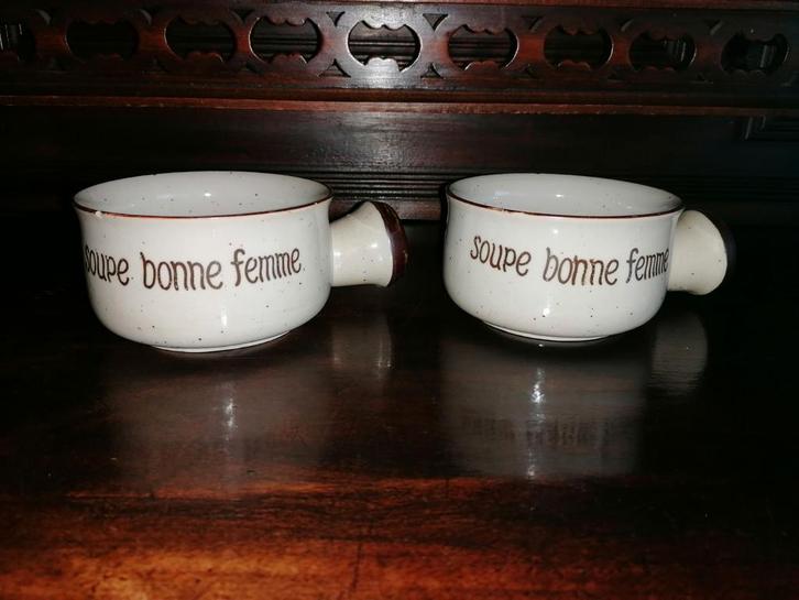 2 Vintage Soepkommen 'Soupe Bonne Femme', Antiek en Kunst, Antiek | Servies los, Ophalen of Verzenden