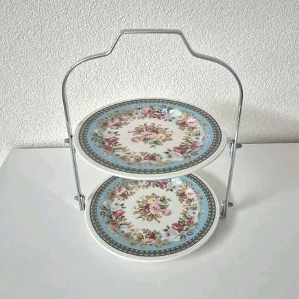 Meander verchroomde etagère met 2 borden, Huis en Inrichting, Keuken | Servies, Zo goed als nieuw, Overige typen, Overige stijlen