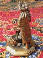 Antiek koper beeldje uit India van man met een cobra 7,6 cm., Antiek en Kunst, Ophalen of Verzenden