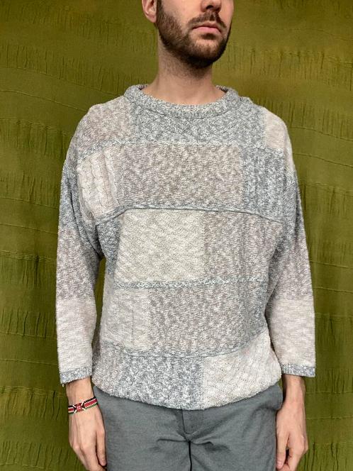 Vintage trui - grijs - vlakken - 80s 90s - M / medium, Kleding | Heren, Truien en Vesten, Gedragen, Maat 48/50 (M), Grijs, Ophalen of Verzenden