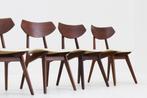 Set van 4 Vintage Mid Century eetkamer stoelen 1960s, Huis en Inrichting, Stoelen, Ophalen, Gebruikt, Bruin, Vintage