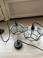 2 Riverdale Hanglampen van glas en metaal, Huis en Inrichting, Ophalen of Verzenden, Zo goed als nieuw, Glas, Minder dan 50 cm