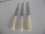 3 vintage RVS parelmoer diner mes 22,5cm plastic 1950-60 p s, Antiek en Kunst, Ophalen of Verzenden