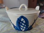 Vintage Crèmekleurige Botervloot met Blauw Decor, Ophalen of Verzenden