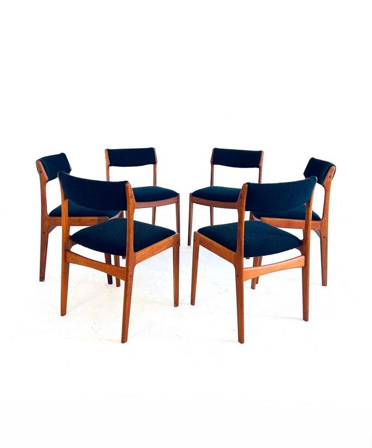 6x gerestaureerde eetkamerstoel Erik Buch, OD Møbler ‘60, Huis en Inrichting, Stoelen, Zo goed als nieuw, Vijf, Zes of meer stoelen