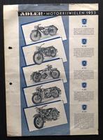 Nederlandse folder ADLER Motorrijwielen 1953, Verzenden, Overige merken