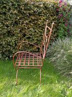 4 st stevige decoratieve ijzeren stoelen donker rood +kussen, Ophalen, Zo goed als nieuw