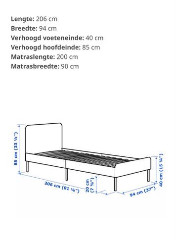 Slattum IKEA Bedframe - Eenpersoons - Lichtgrijs - afbeelding 2