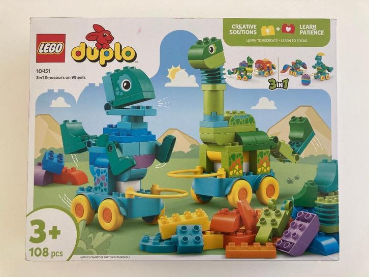 Duplo 3-in-1 Dinosaurussen op Wielen - 10451, Kinderen en Baby's, Speelgoed | Duplo en Lego, Nieuw, Duplo, Complete set, Ophalen of Verzenden