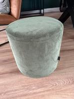Groene corduroy poef, Huis en Inrichting, Banken | Voetenbanken en Poefen, Ophalen, Zo goed als nieuw, Rond, Minder dan 50 cm