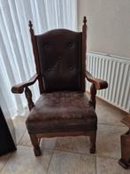 Vintage antieke leren kasteelstoel/ leren bibliotheek stoel, Antiek en Kunst, Ophalen